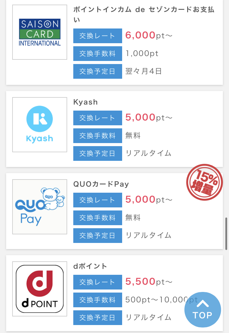 ポイントインカム交換先9