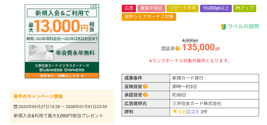 クレジットカード作成で登録キャンペーン特典の獲得条件を一発クリア